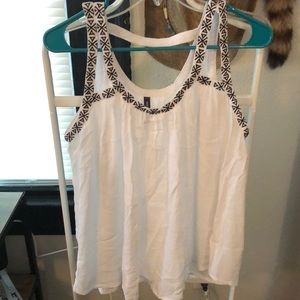 White tribal detail tank top